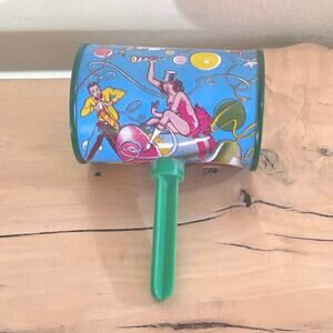Metal Tin Vtg Noise Maker New Years Party Toy Dancing Can
